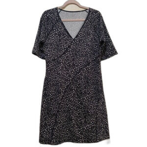 Title Nine Cafe Sleeve Spiral Seam Dress Black and White Dot size large